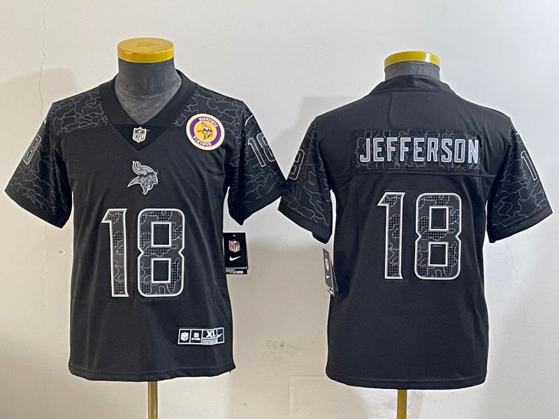 Youth Minnesota Vikings #18 Jefferson Black 2024 Nike Limited NFL Jersey style 2